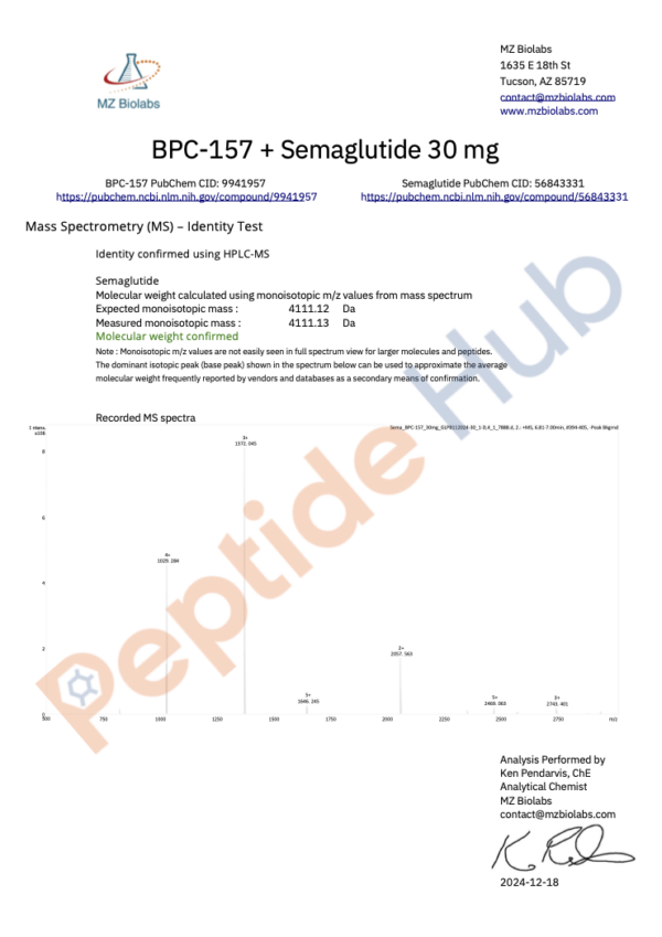 Semaglutide (GLP-1 Analogue)/ BPC-157 Blend (Lyophilized) - 30mg - Image 4