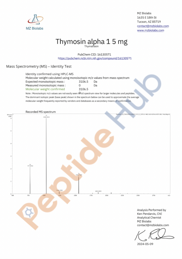 Thymosin Alpha 1 COA2