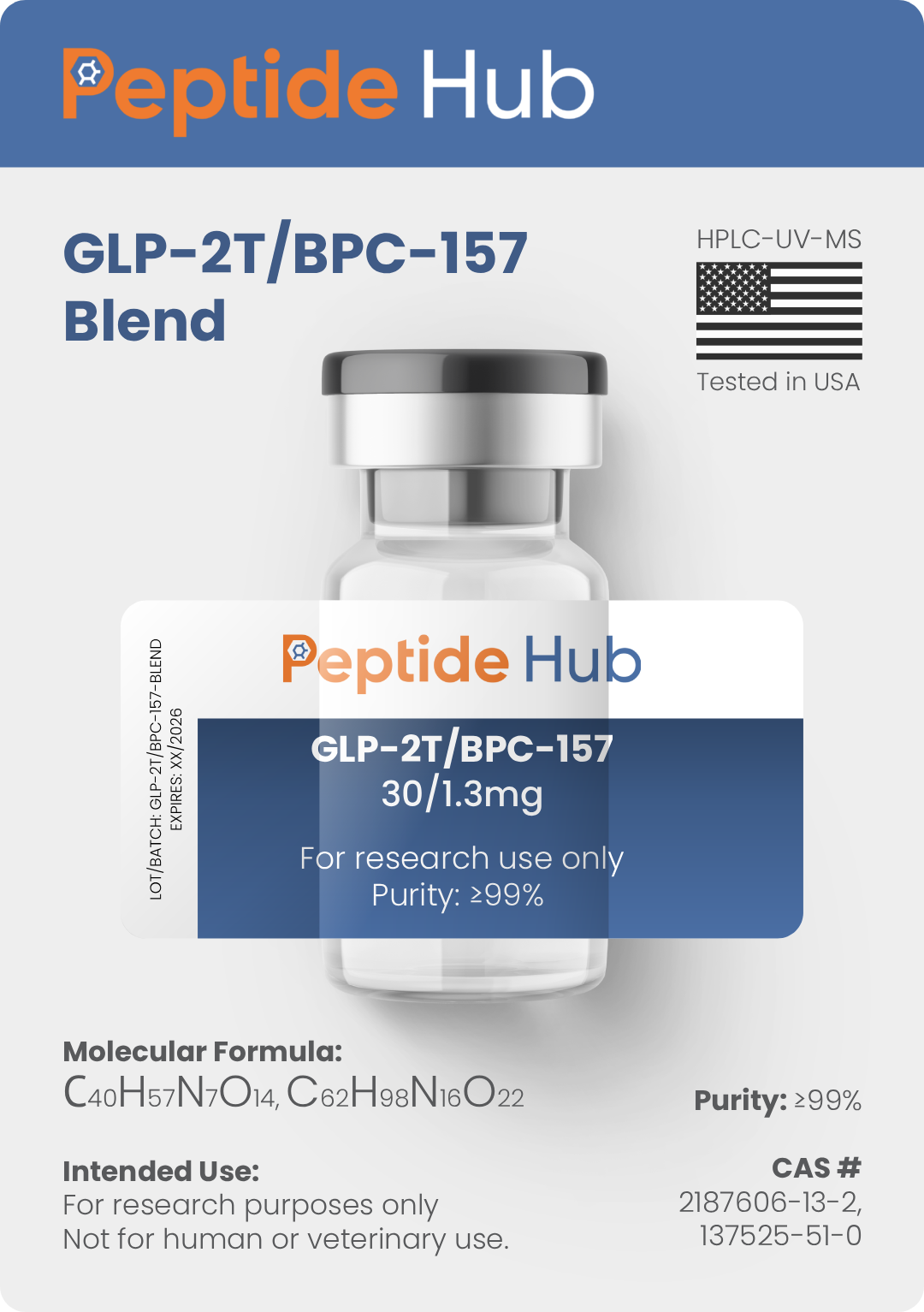 GLP-2T / BPC-157 - 30mg / 1.3mg Peptide
